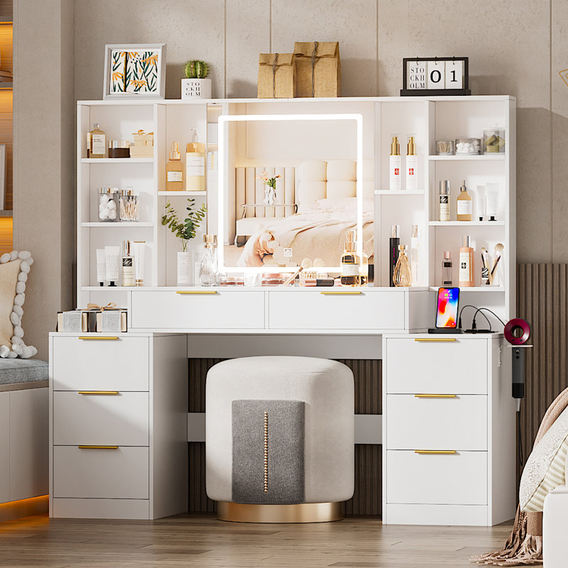 Large makeup vanity with lights discount